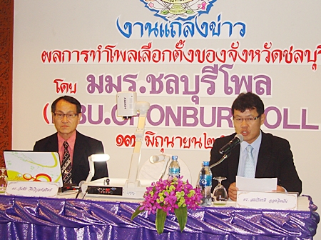 Dr. Wanchai Jungwiboonsatit and Dr. Somkiat Jongjitman announce the survey results.